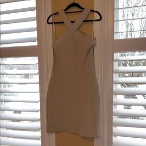 Aritzia Babaton Sculpted Criss Cross Knit Dress -Creamy Beige
